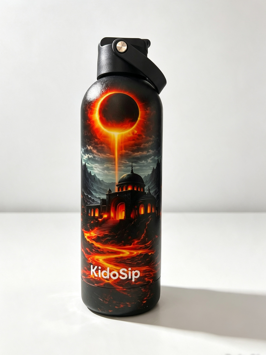 Kidosip Amberveil Insulated Water Bottle 500ml Stainless Steel, Keeps Hot & Cold, Leakproof, Glowing Amber Eclipse Design