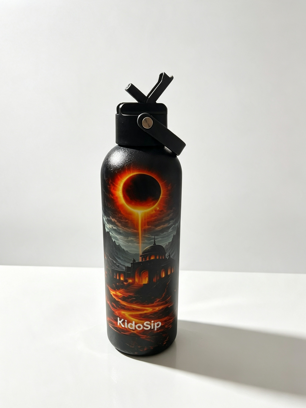 Kidosip Amberveil Insulated Water Bottle 500ml Stainless Steel, Keeps Hot & Cold, Leakproof, Glowing Amber Eclipse Design