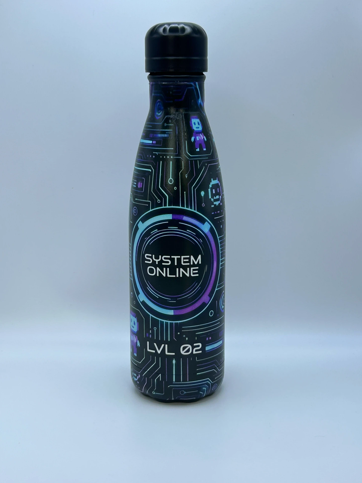 KidoSip RoboSip 500ml Stainless Steel Water Bottle — Futuristic Gaming Circuit Design