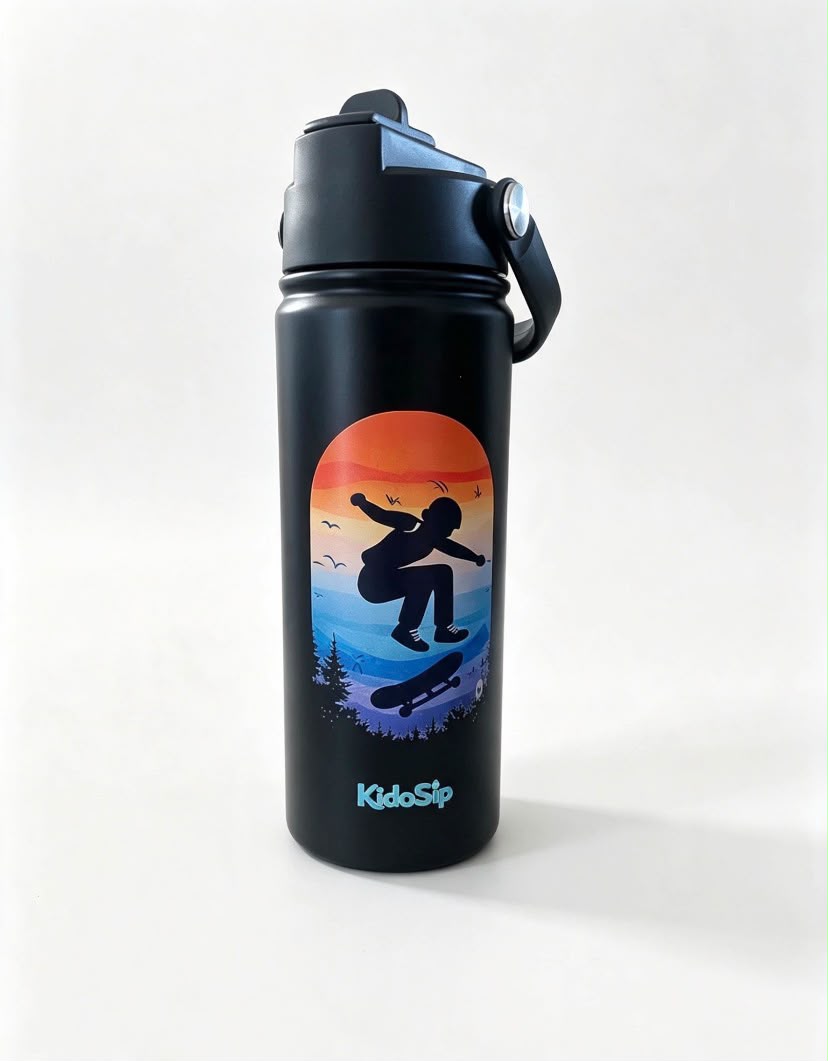 KidoSip Sunset Skater Stainless Steel Water Bottle | 18oz