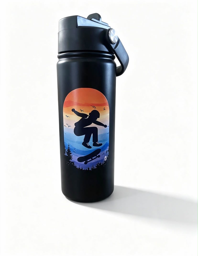 KidoSip Sunset Skater Stainless Steel Water Bottle | 18oz