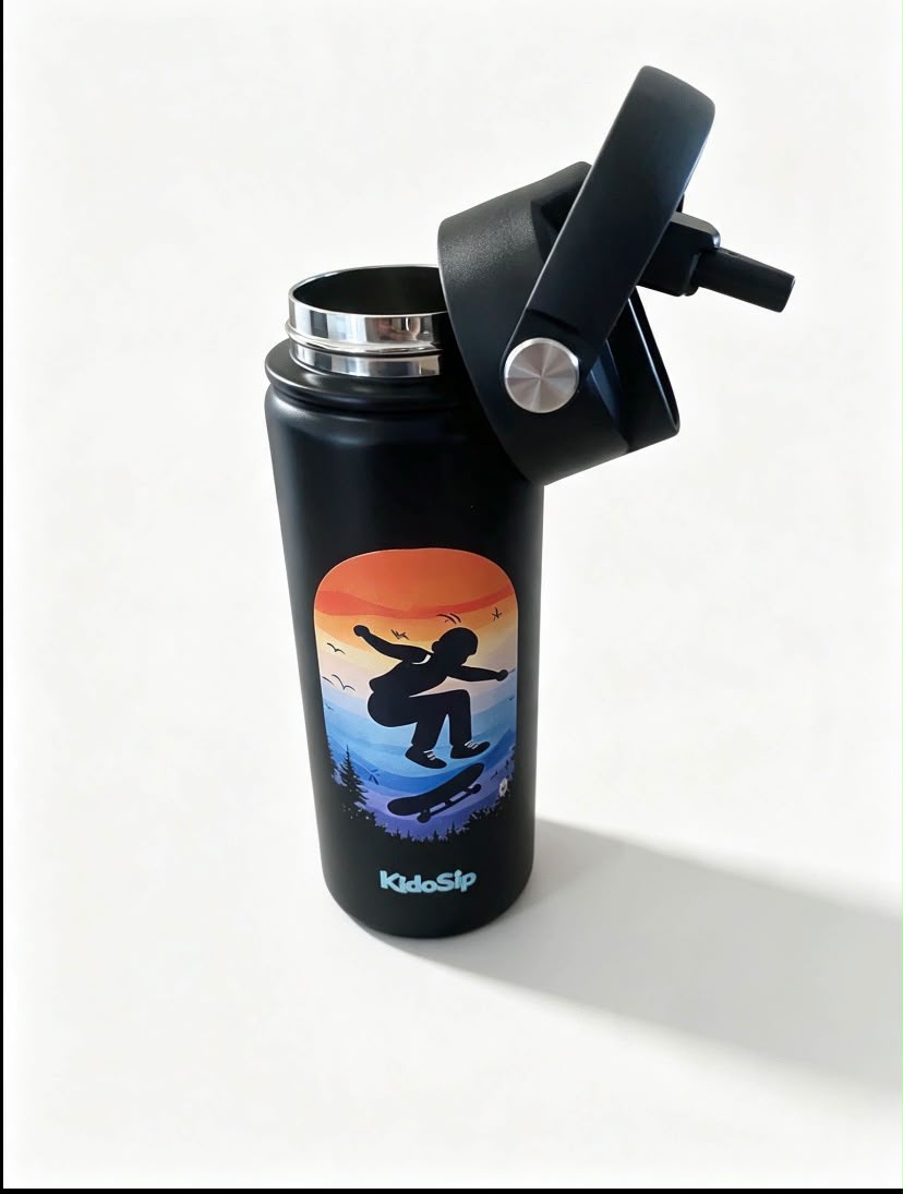 KidoSip Sunset Skater Stainless Steel Water Bottle | 18oz