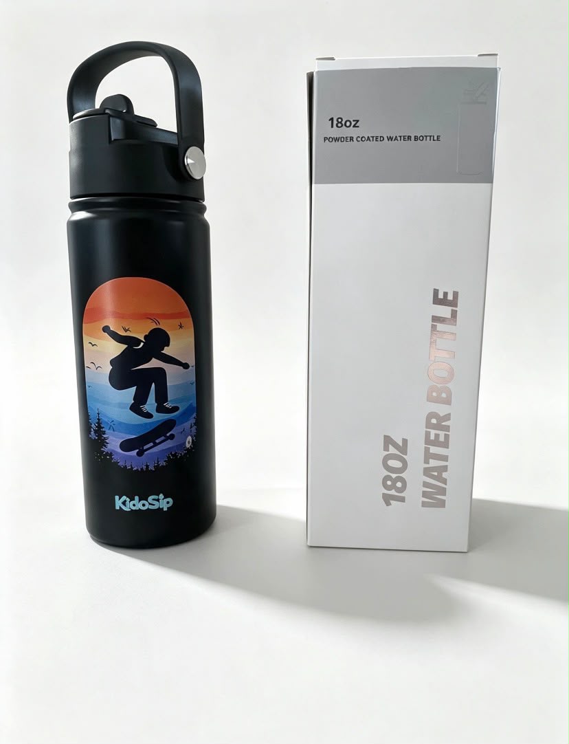 KidoSip Sunset Skater Stainless Steel Water Bottle | 18oz