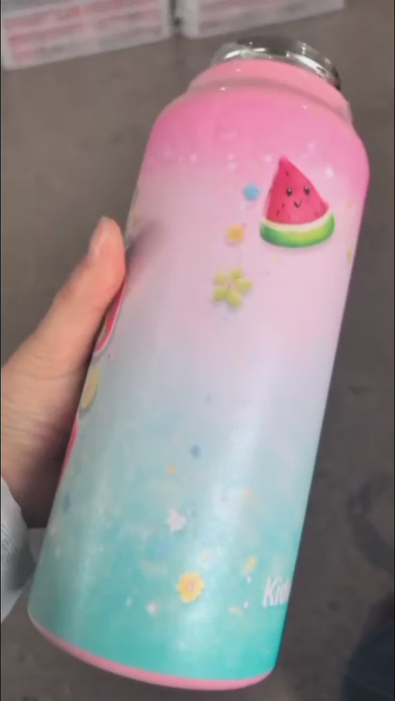 KidoSip Watermelon Water Bottle | Premium Stainless Steel | Vacuum Insulated 24H Cold