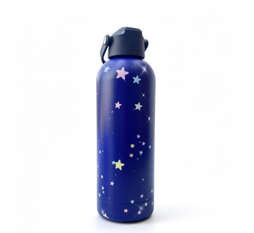 KidoSip Space Explorer 500ml Stainless Steel Insulated Water Bottle – Astronaut Galaxy Blue Design