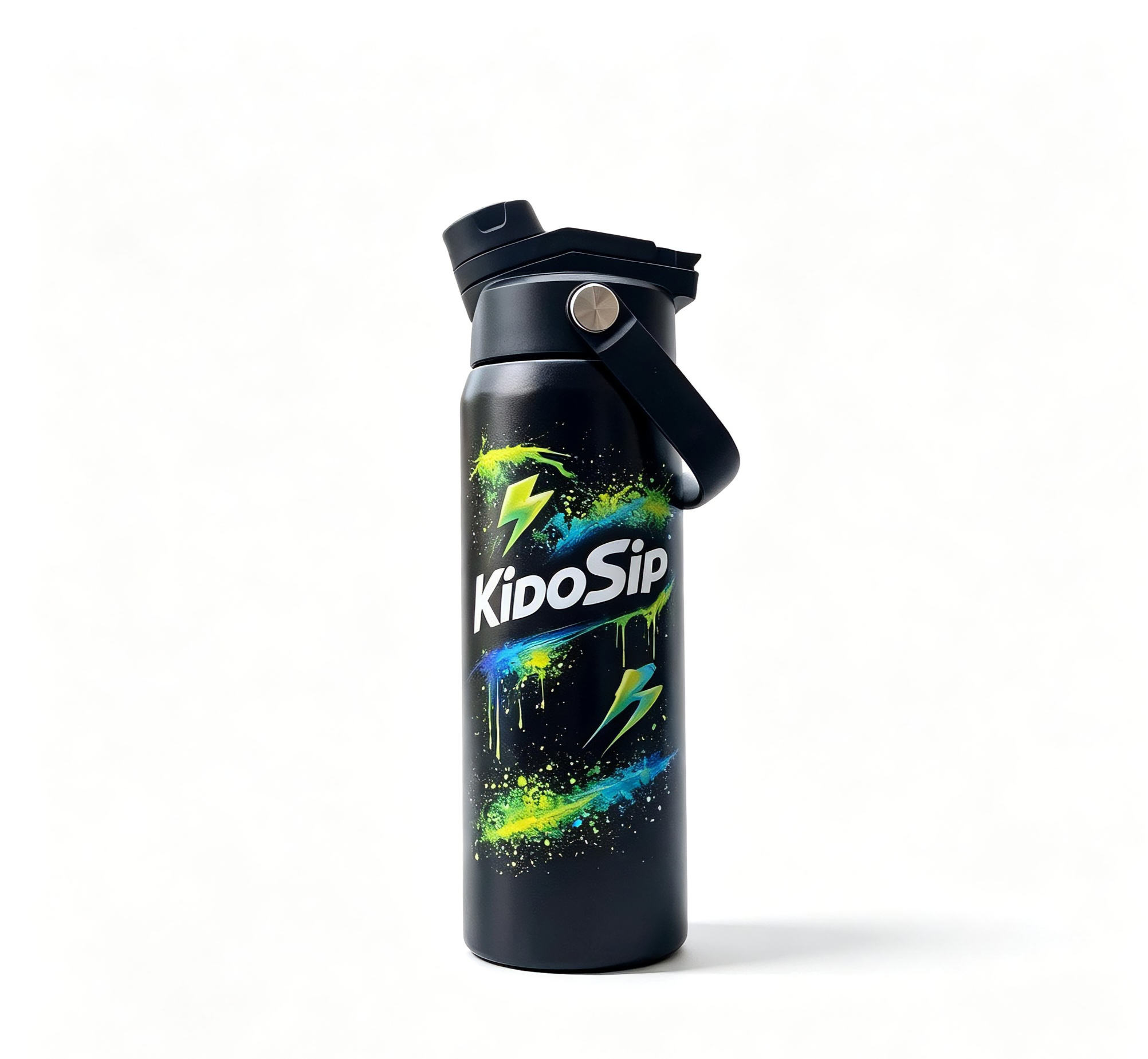 Cyber Lime,Pulse Series, KidoSip Kids Stainless Steel Water Bottle Insulated Leak Proof water bottle,24oz