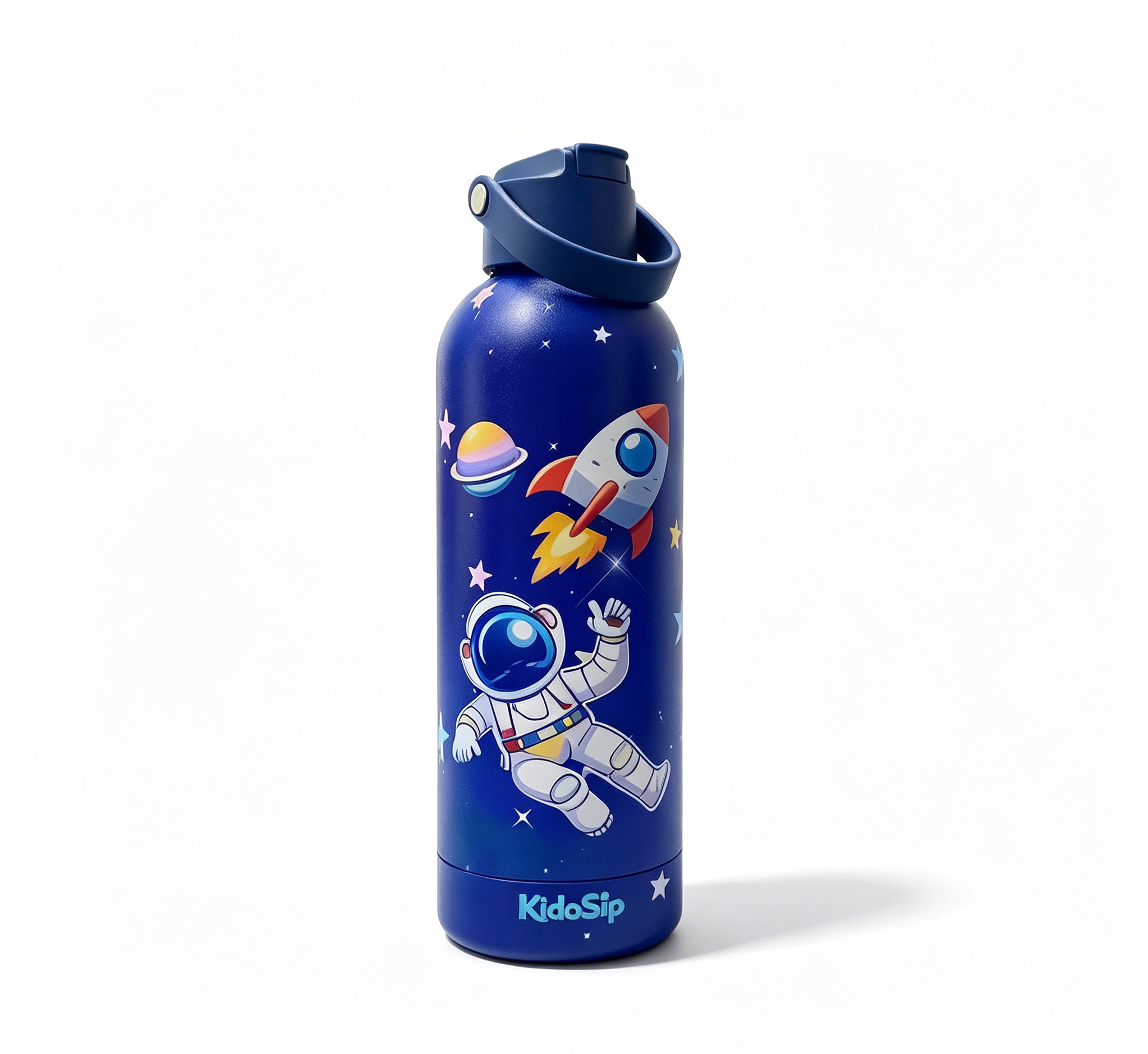 KidoSip Space Explorer 500ml Stainless Steel Insulated Water Bottle – Astronaut Galaxy Blue Design